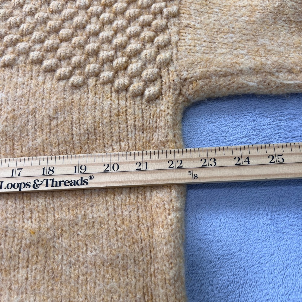 Free People Bradly Cropped Sweater MockNeck Textured Knit Pullover Yellow Medium - Picture 9 of 10